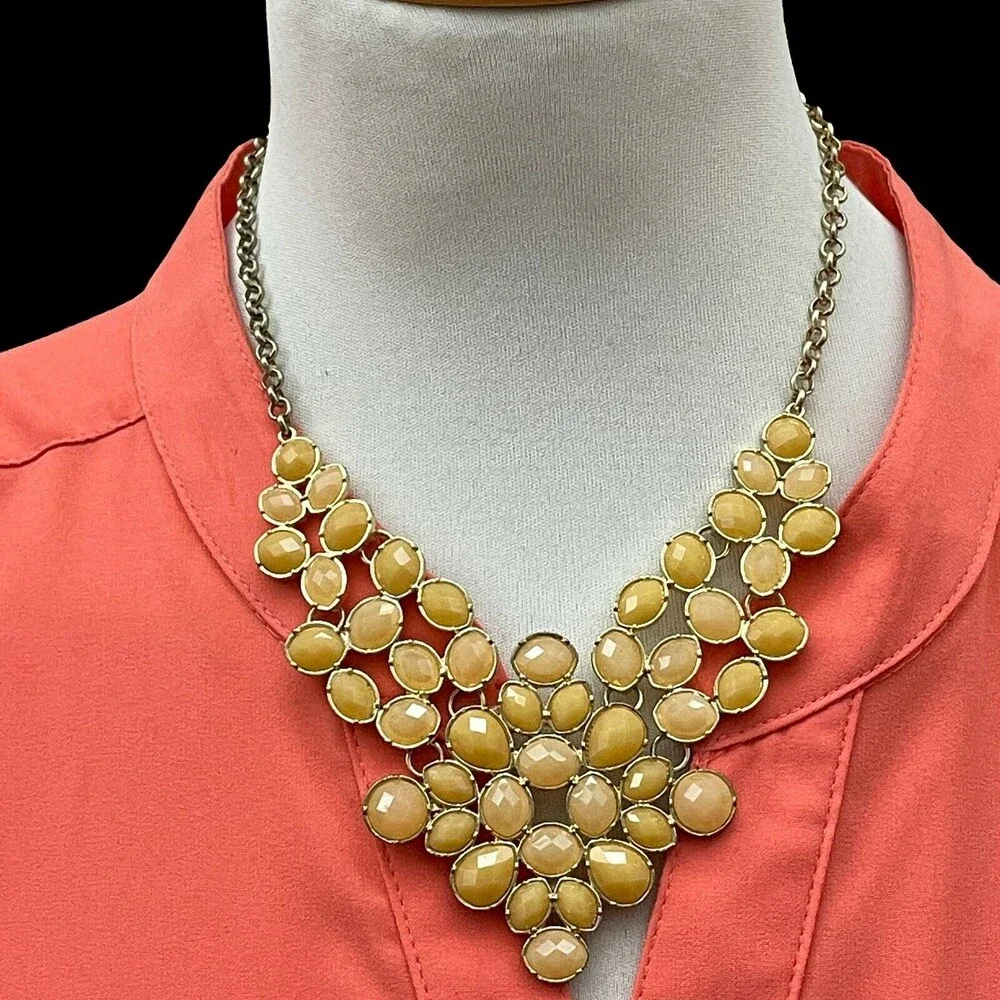 Gold-tone Yellow Women's Fashion Bib‎ Necklace